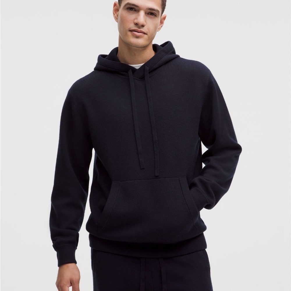 Lululemon Athletica Navy Blue Mens Merino Wool Pullover Hoodie